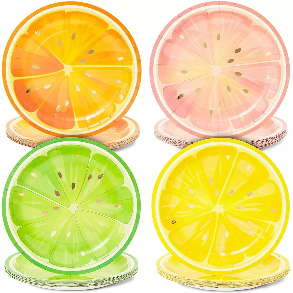 48 Summer Citrus Paper Dinner Plates Tutti Frutti Birthday Party Baby Shower 9in