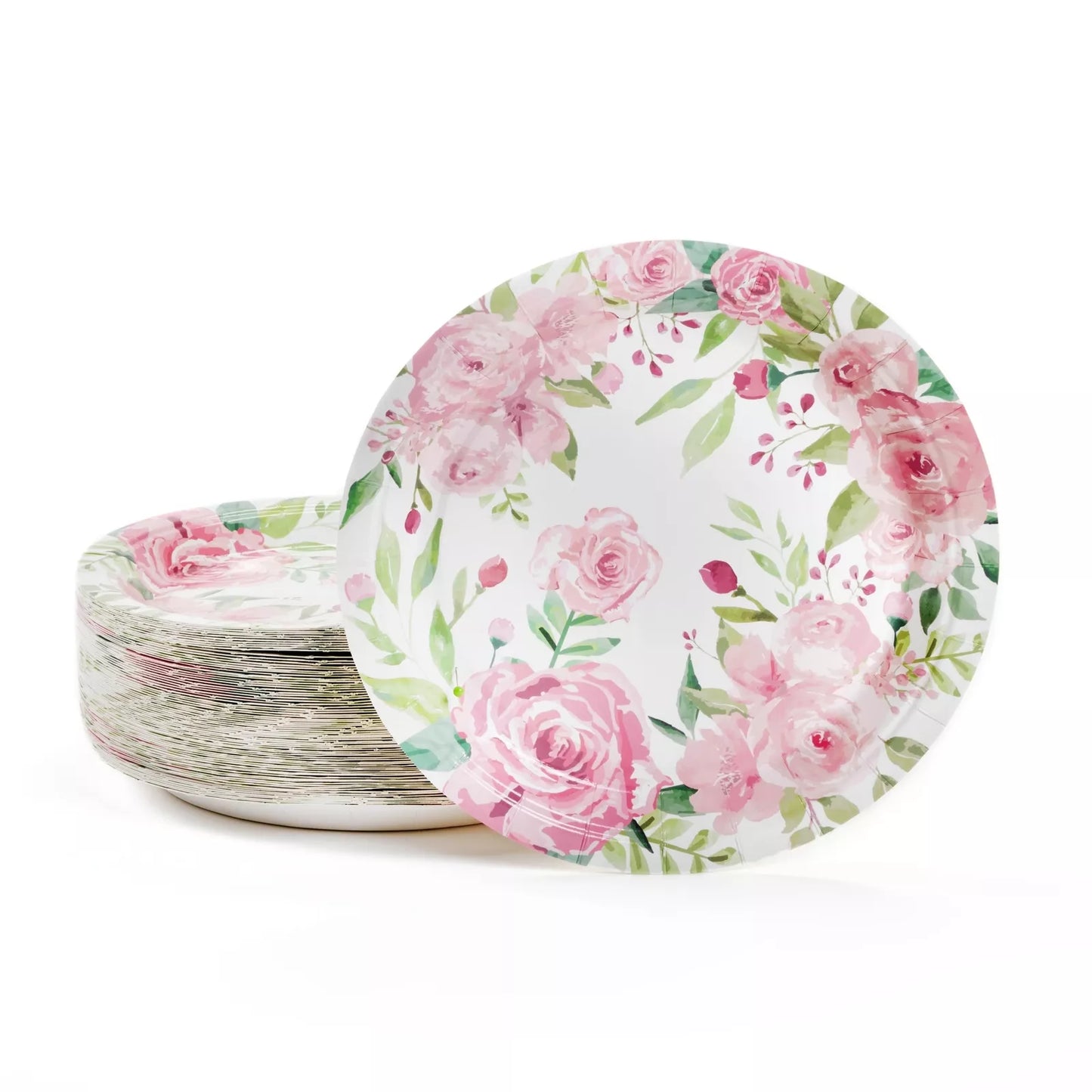 80-Pack Vintage-Style Floral Paper Plates - 9 Inch, for Tea Party and Bridal Shower