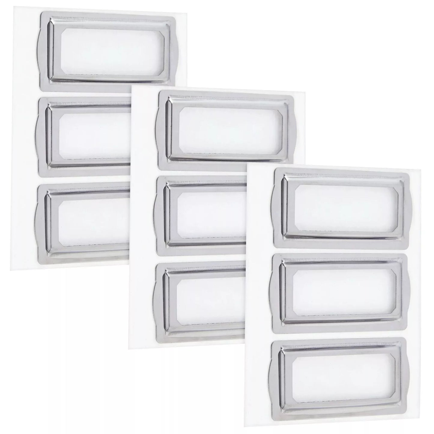 9 Pack Small Self-Adhesive Metal Bookplates for Books, 2 x 1 In, Label Holders