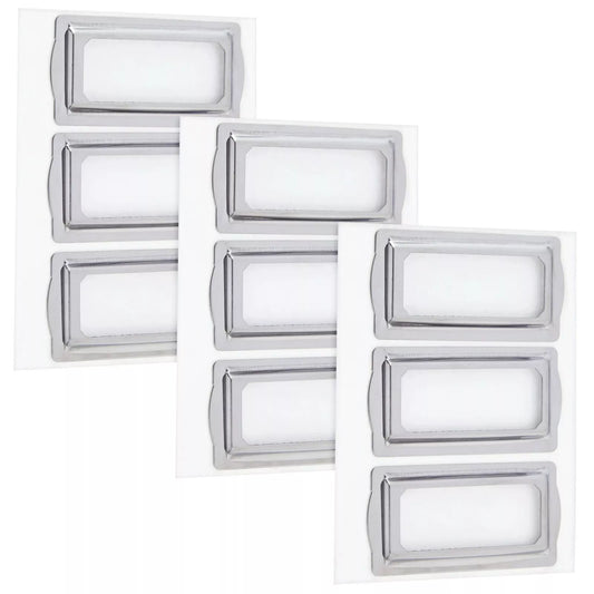 9 Pack Small Self-Adhesive Metal Bookplates for Books, 2 x 1 In, Label Holders