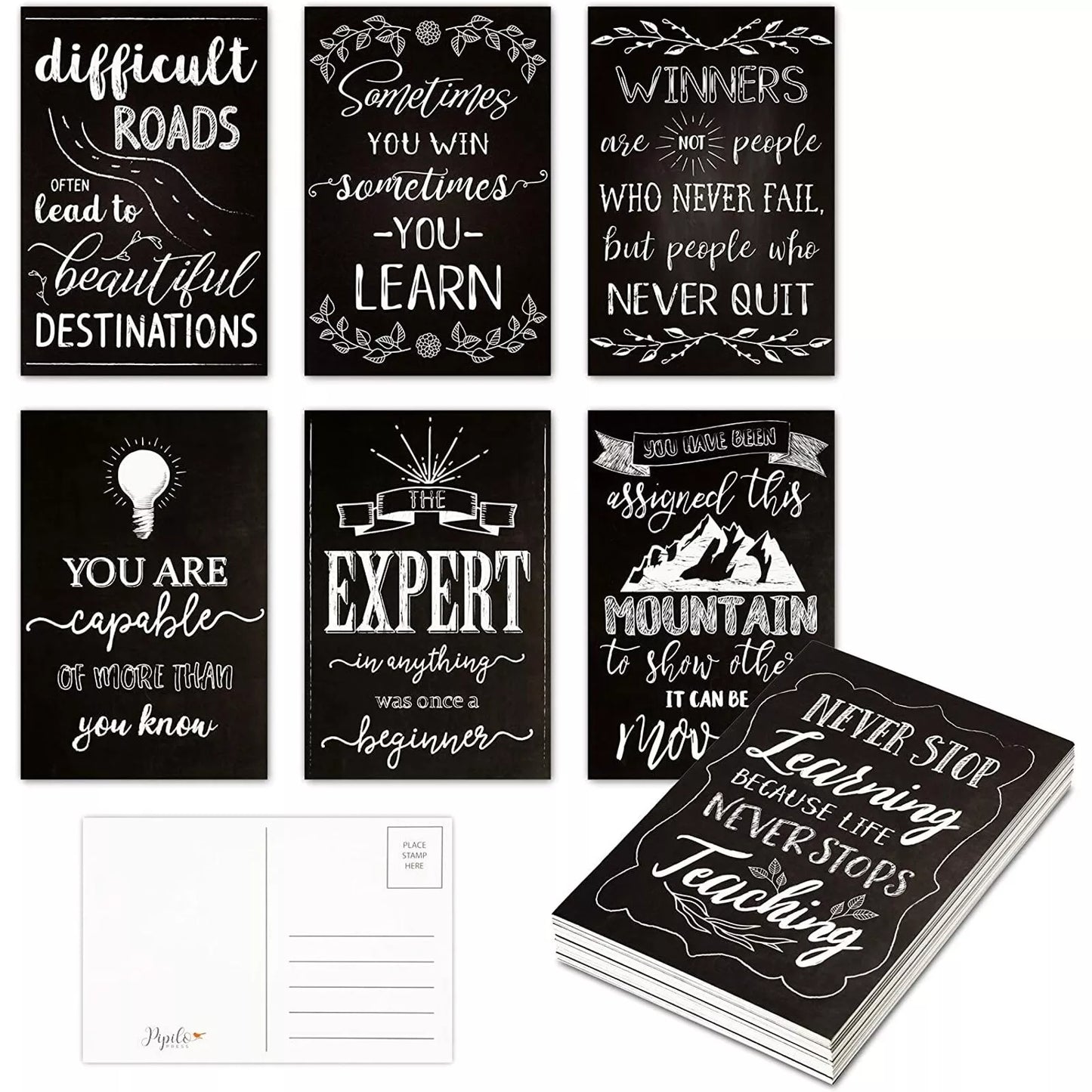 Motivational Postcards, 20 Designs (4 x 6 in, 40 Pack)