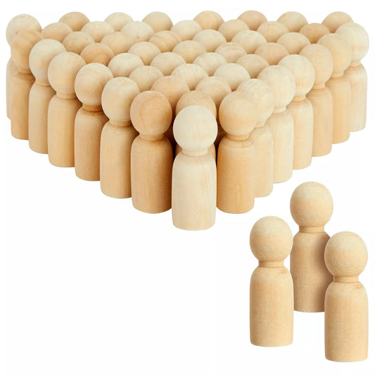 50-Pack Unfinished Wood Figurines