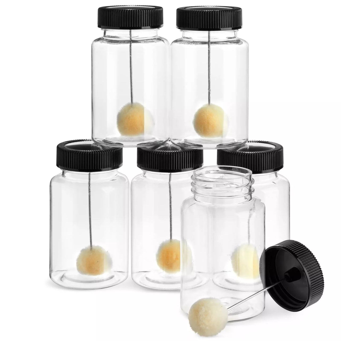 6-Pack Clear Bottle Wool Daubers with Ball Brush