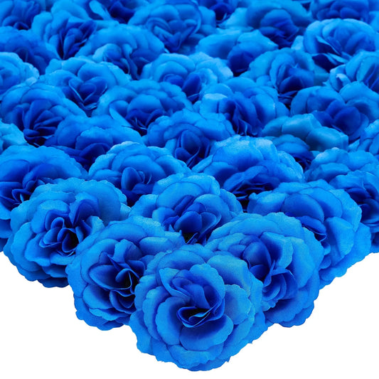 50-Pack Royal Blue Artificial Roses, 3 Inch, Stemless Silk Flowers