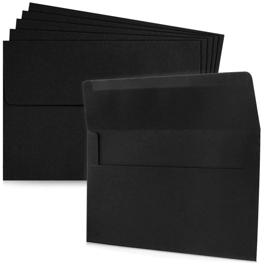 50 Pack Black 5x7 Envelopes for Invitations, Wedding, Graduation, Birthday