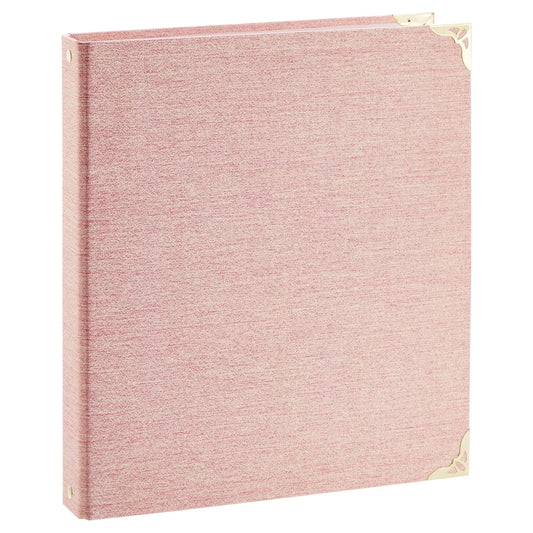 Pink 3 Ring Binder with 1.5 Inch Rings, Linen File Folder, 250 Sheet Capacity