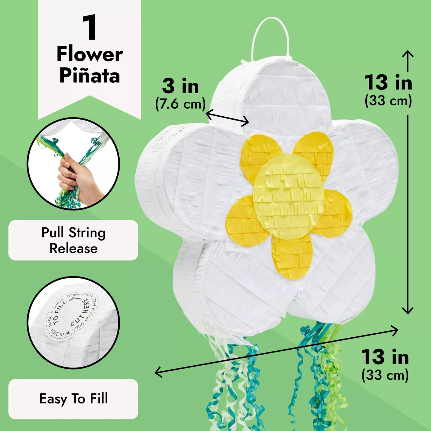 Small Pull-String Daisy Flower Piñata