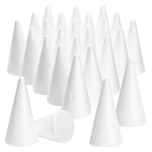 24-Pack Foam Cones White, 2 x 4 Inch