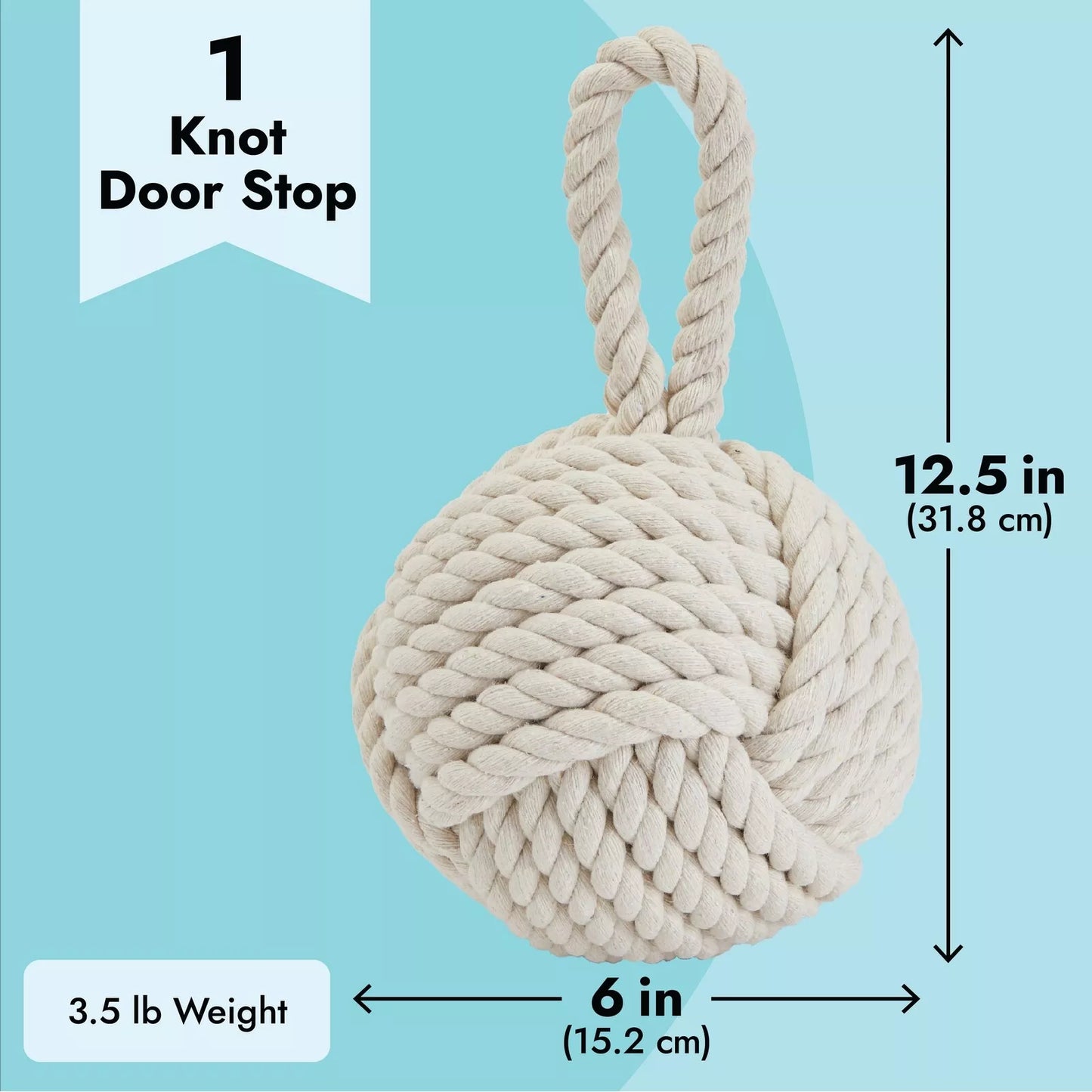 Nautical Knot Rope Weighted Door Stop with Handle