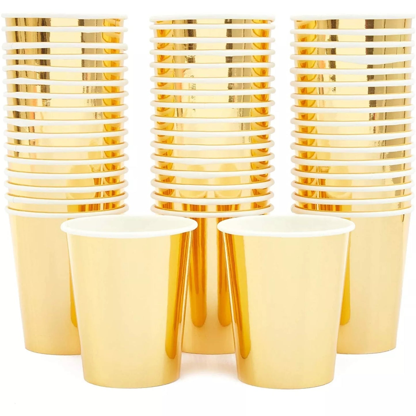 50 Pack 9oz Gold Foil Party Paper Cups for Birthday Wedding Bridal Shower