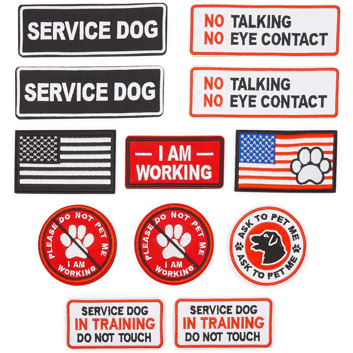 12-Piece Set Service Working Dog Patches 8 Designs