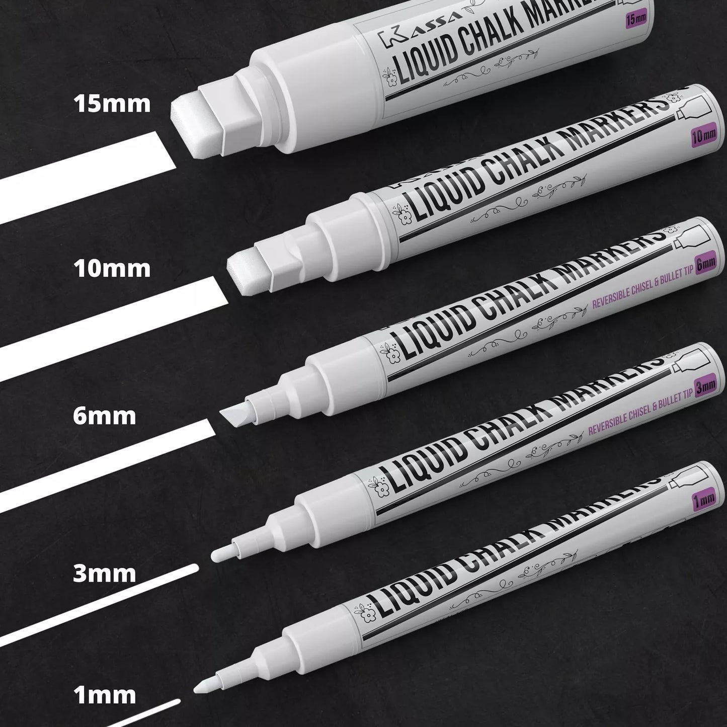 5-Pack White Chalk Markers, Combo