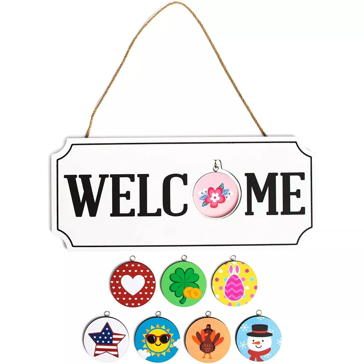 9-Piece Interchangeable Seasonal Welcome Sign