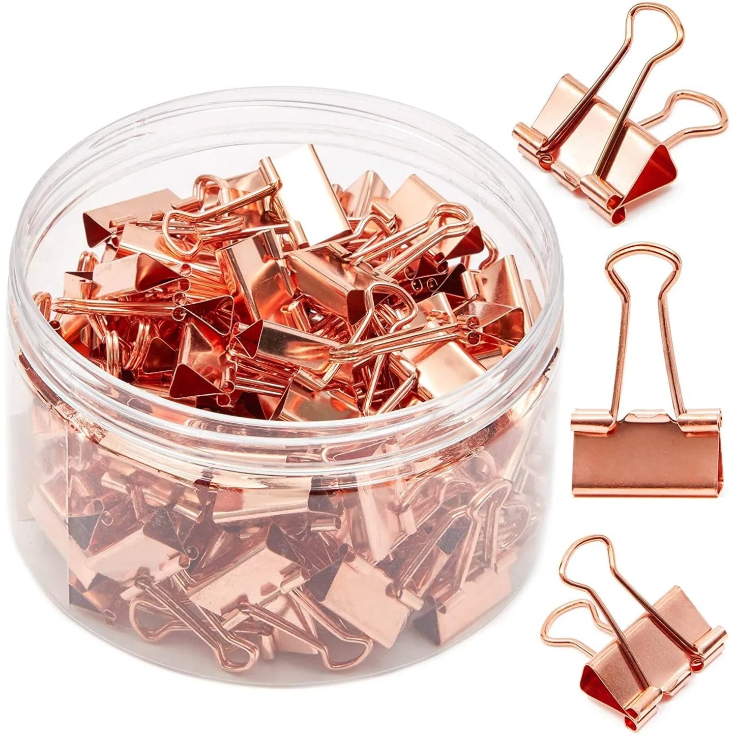 100 Pack Small Rose Gold Binder Clips - 3/4 Inch