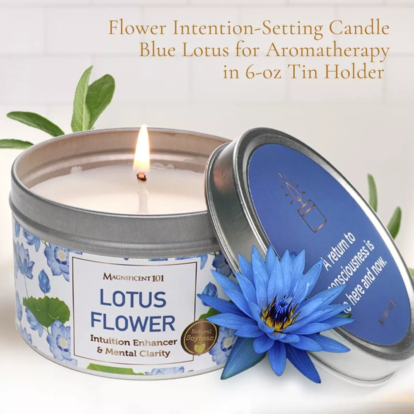 6oz Intuition Enhancer & Mental Clarity Tin Candle Lotus Flower