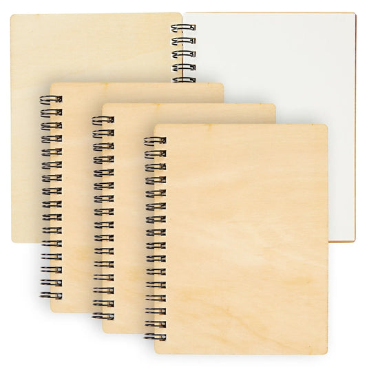 4-Pack A6 Spiral Journals - Hard Cover, 20 Sheets Each