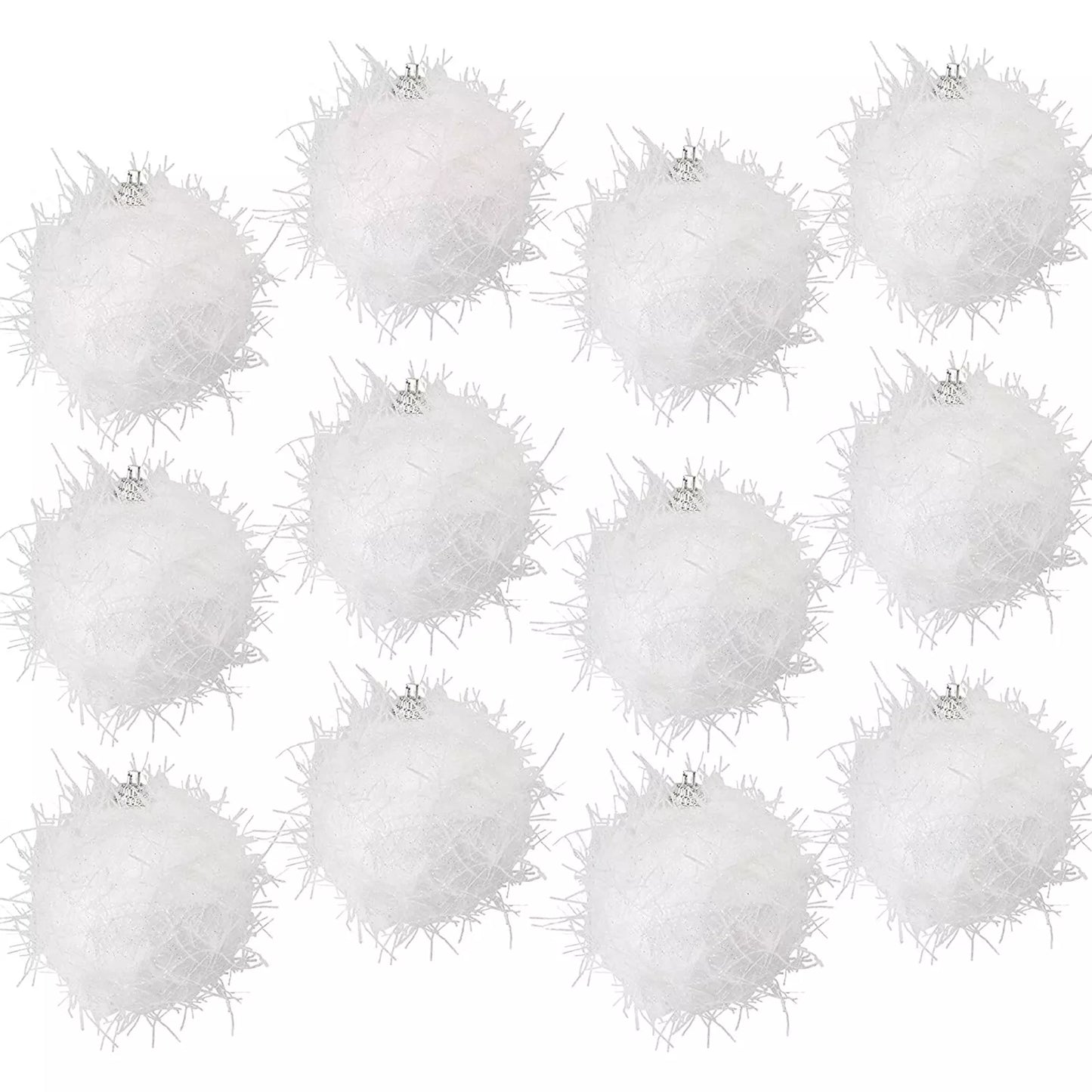 12-Pack Christmas Ball Ornaments White Snow Glitter Tree Décor