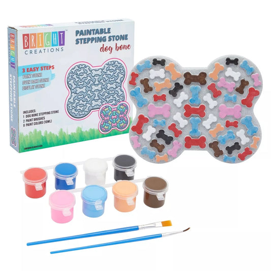 11 Pcs Paint Your Own Stepping Stone Kit for Craft, 2 Brush, 8 Paint 10x8”