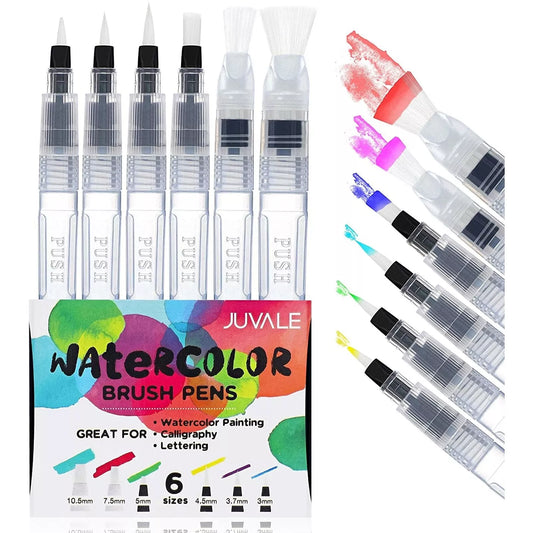 6-Pack Watercolor Brush Pens for Lettering and Drawing