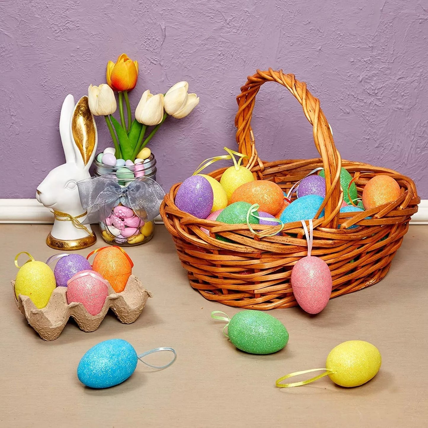 36-Pack Easter Plastic Egg Ornaments