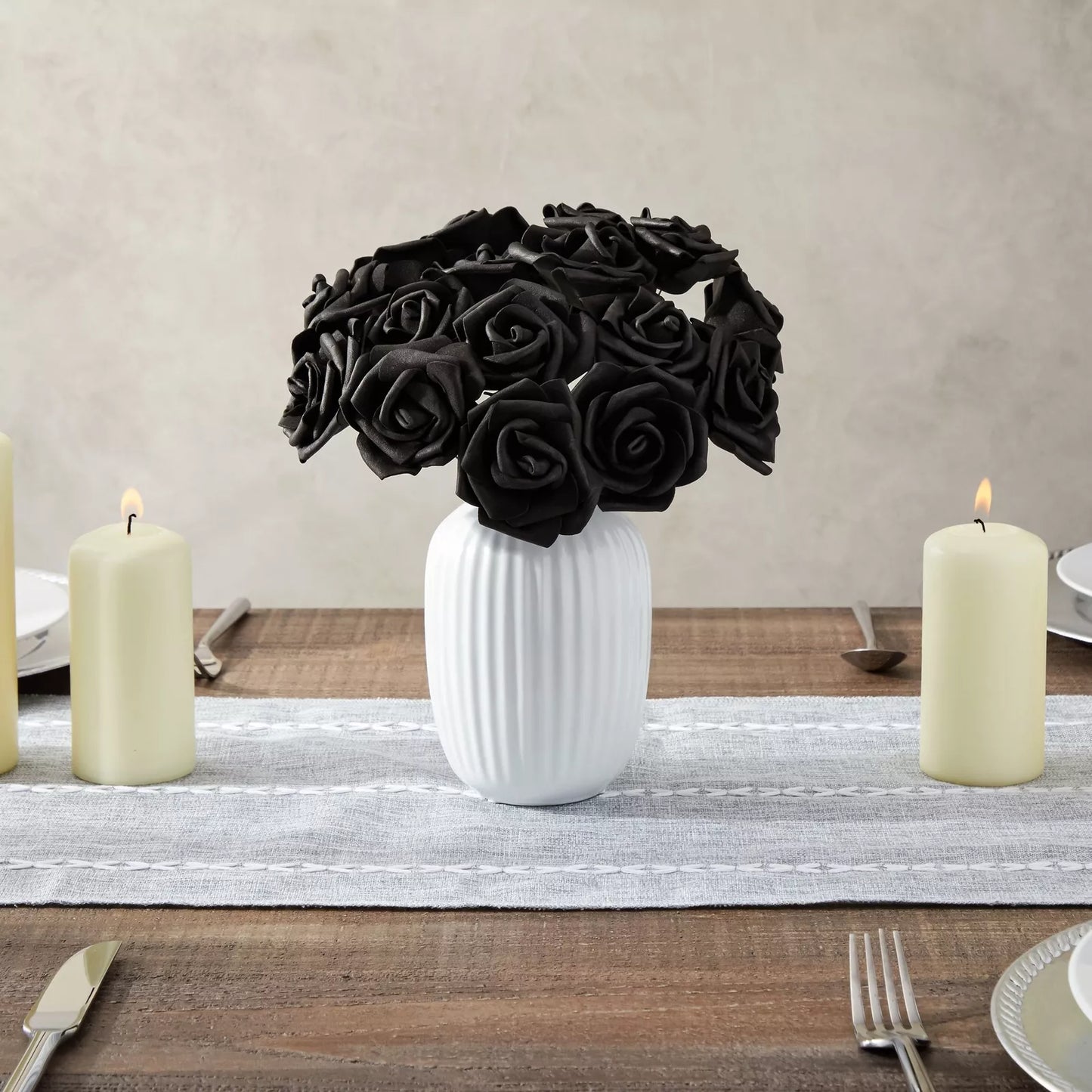 100-Pack Black Foam Roses, 3 Inch, Stemless Artificial Flowers