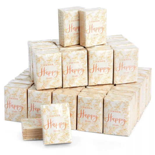 60 Wedding Tissues - 2.9 x 2 Inches, For Your Happy Tears