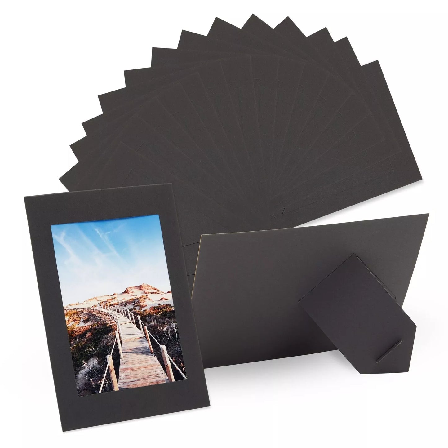 50-Pack Black 4x6 Cardboard Photo Frames with Easel Holders