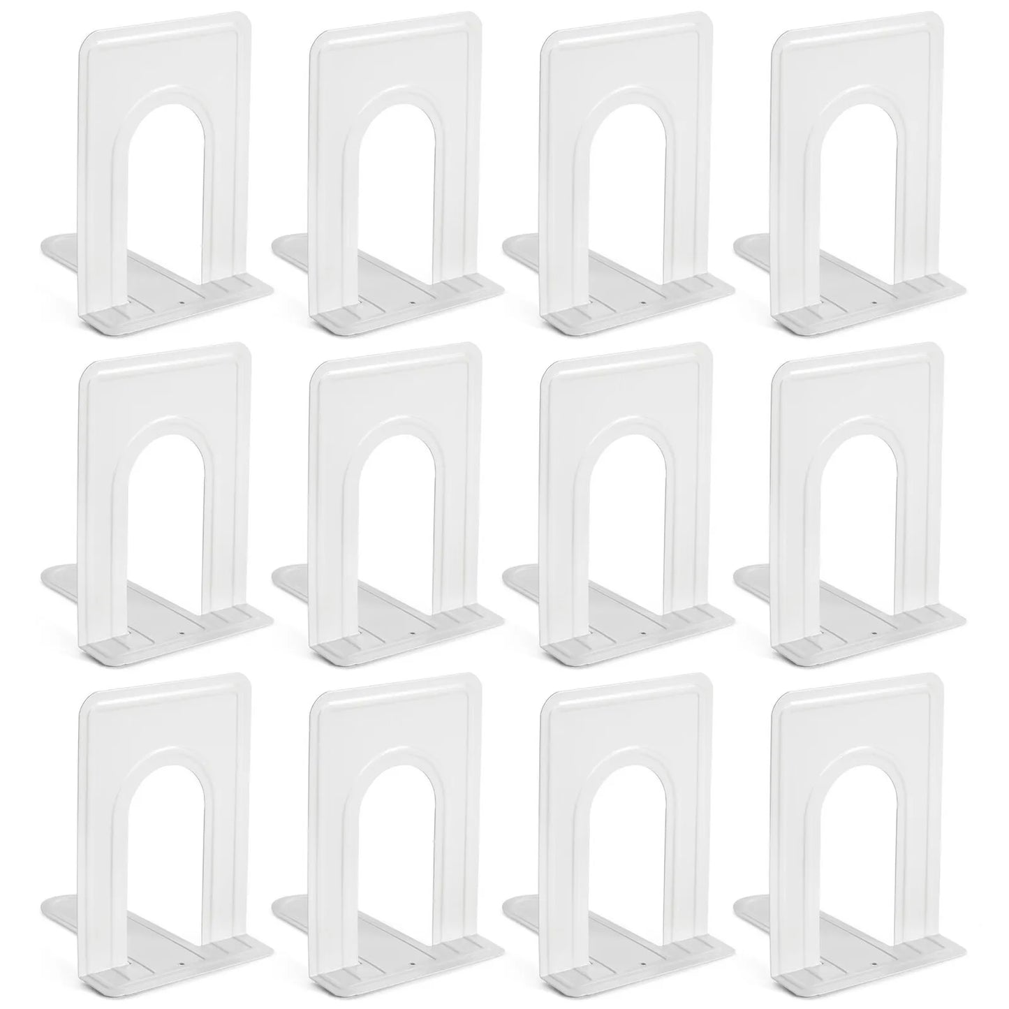 12-Pack White Metal Bookends for Shelves