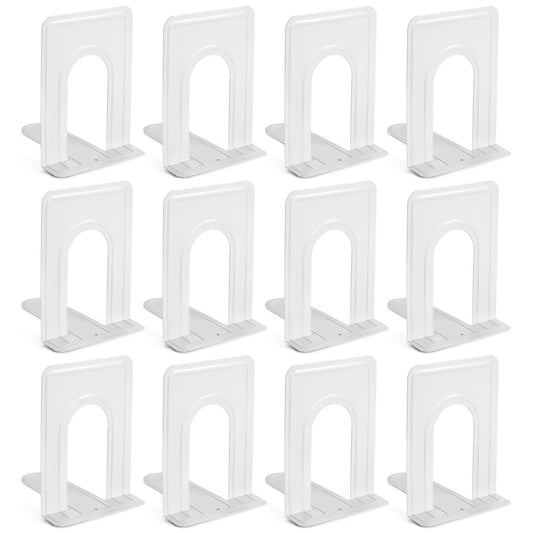 12-Pack White Metal Bookends for Shelves