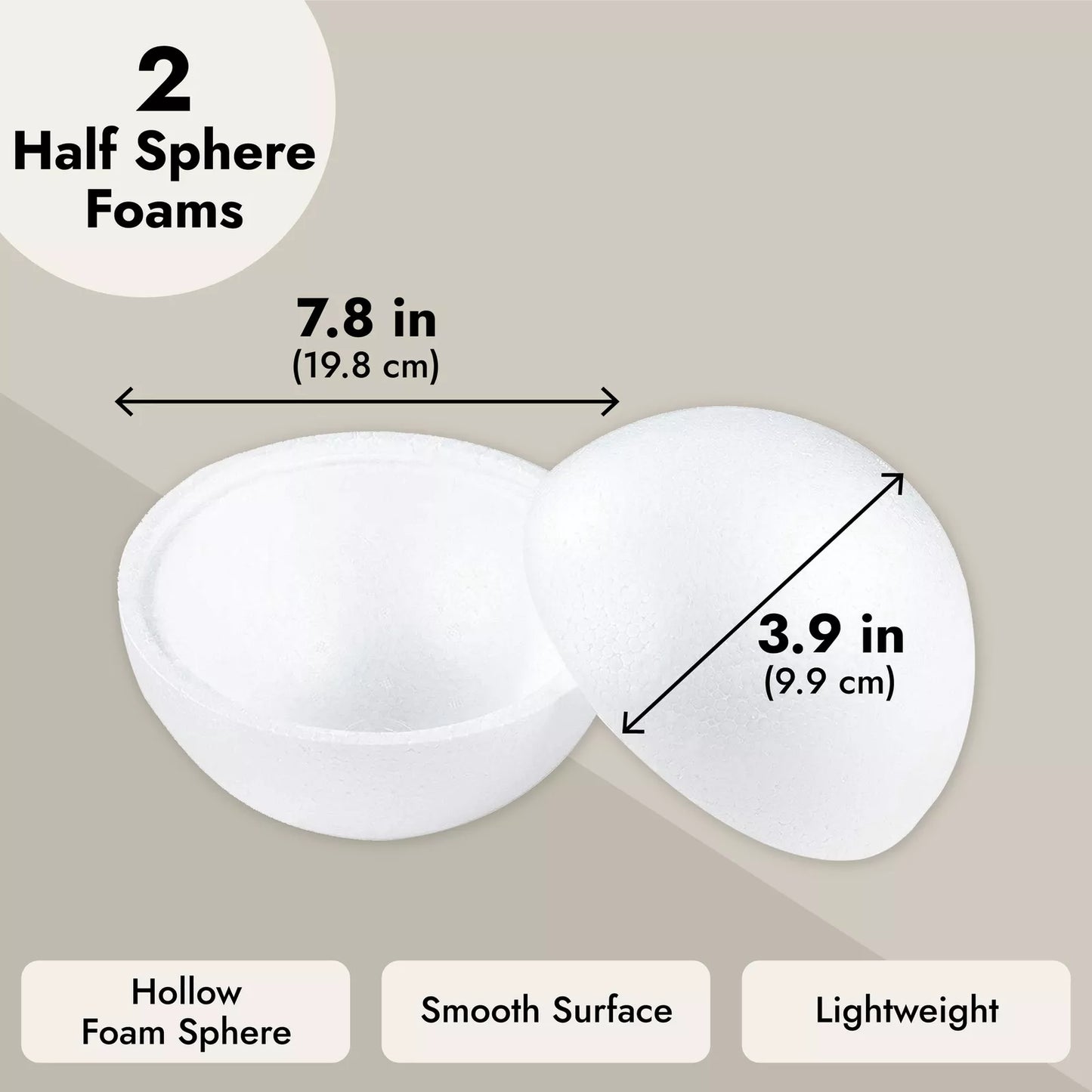 2-Pack Half Sphere Foam Balls 8 In Large Hollow Dome