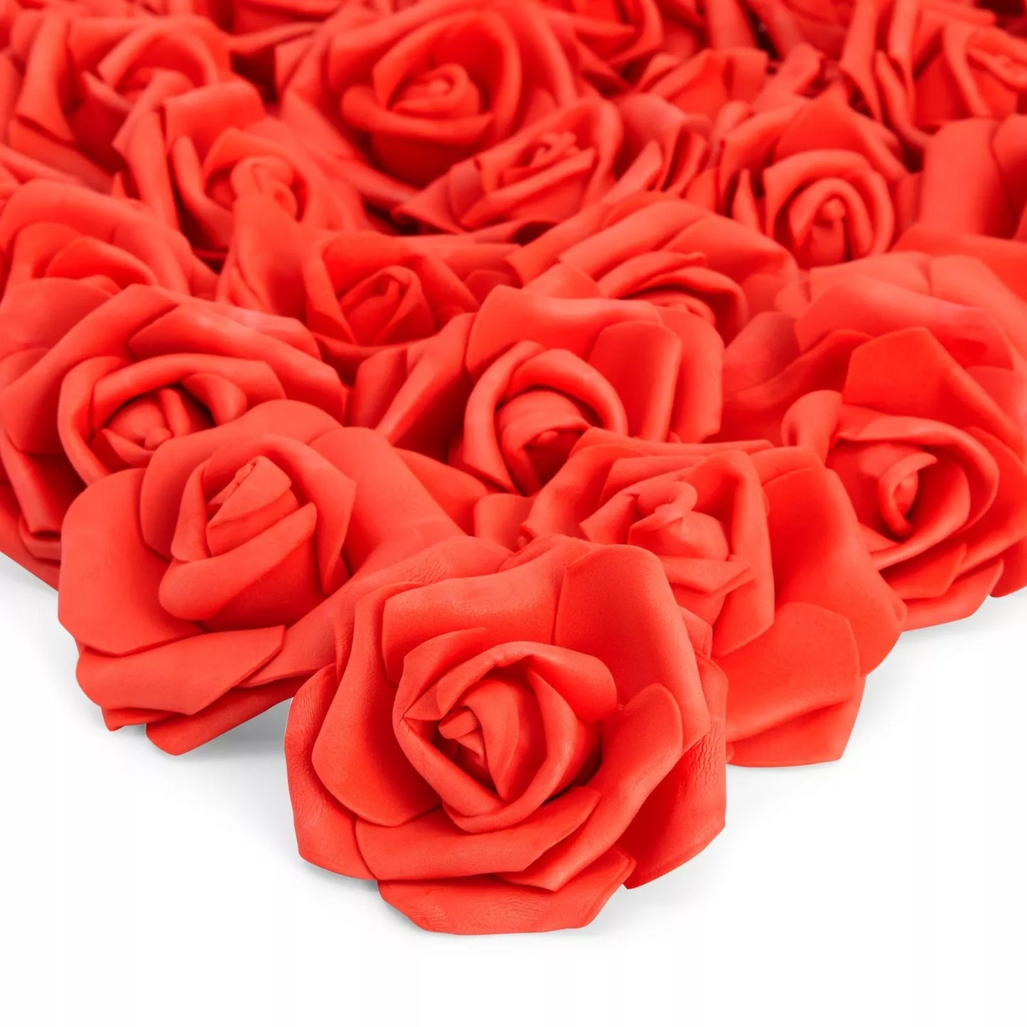 100 Pack Foam Roses 3” Stemless Artificial Flowers