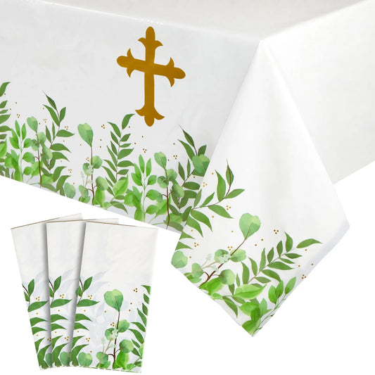 3 Pack Religious Table Cover for Baptism, First Communion, 54 x 108 in