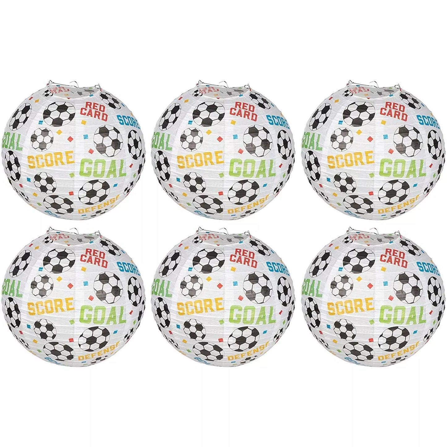 6-Pack Soccer Paper Lanterns - 11 in, for Sports Theme Party