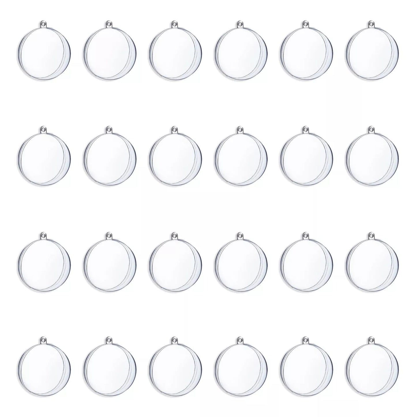 24-Pack Clear Plastic Fillable Ornaments