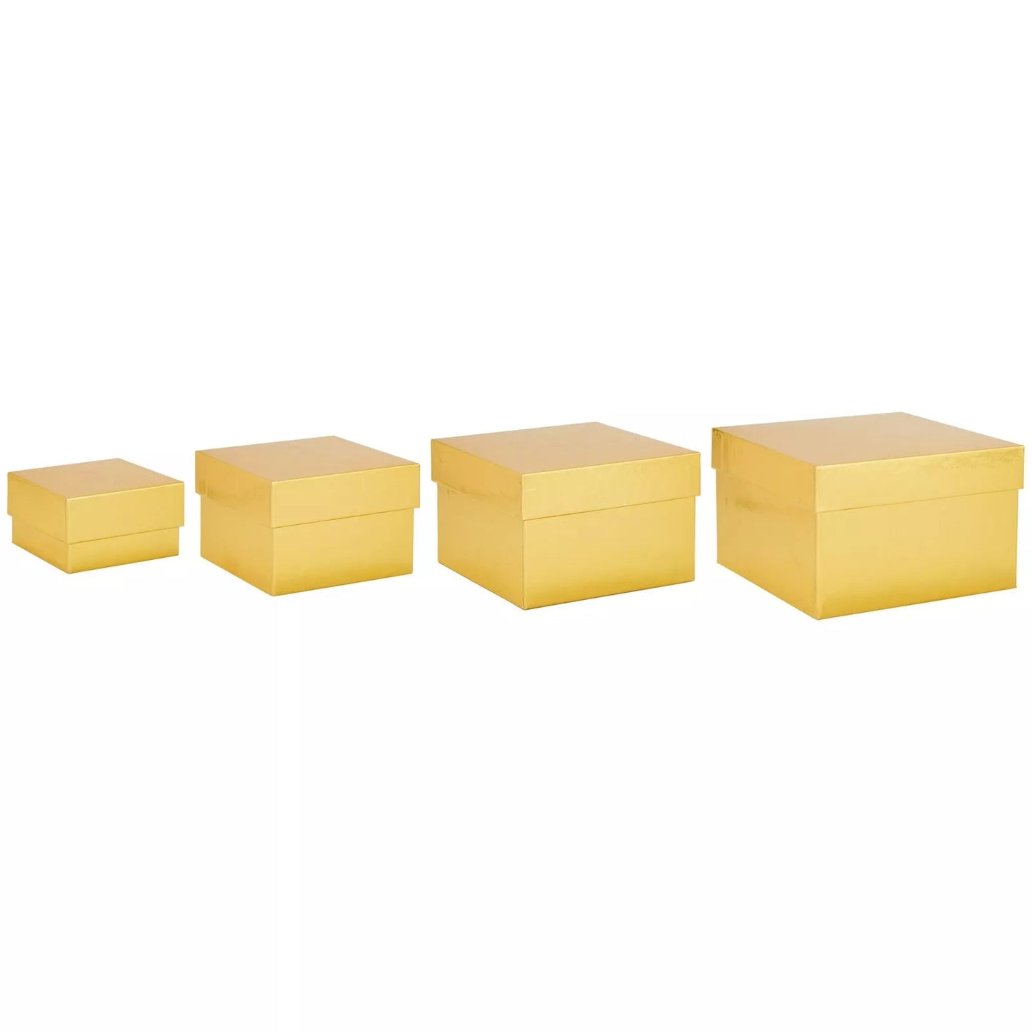 4-Pack Square Nesting Gift Boxes with Lids – Gold