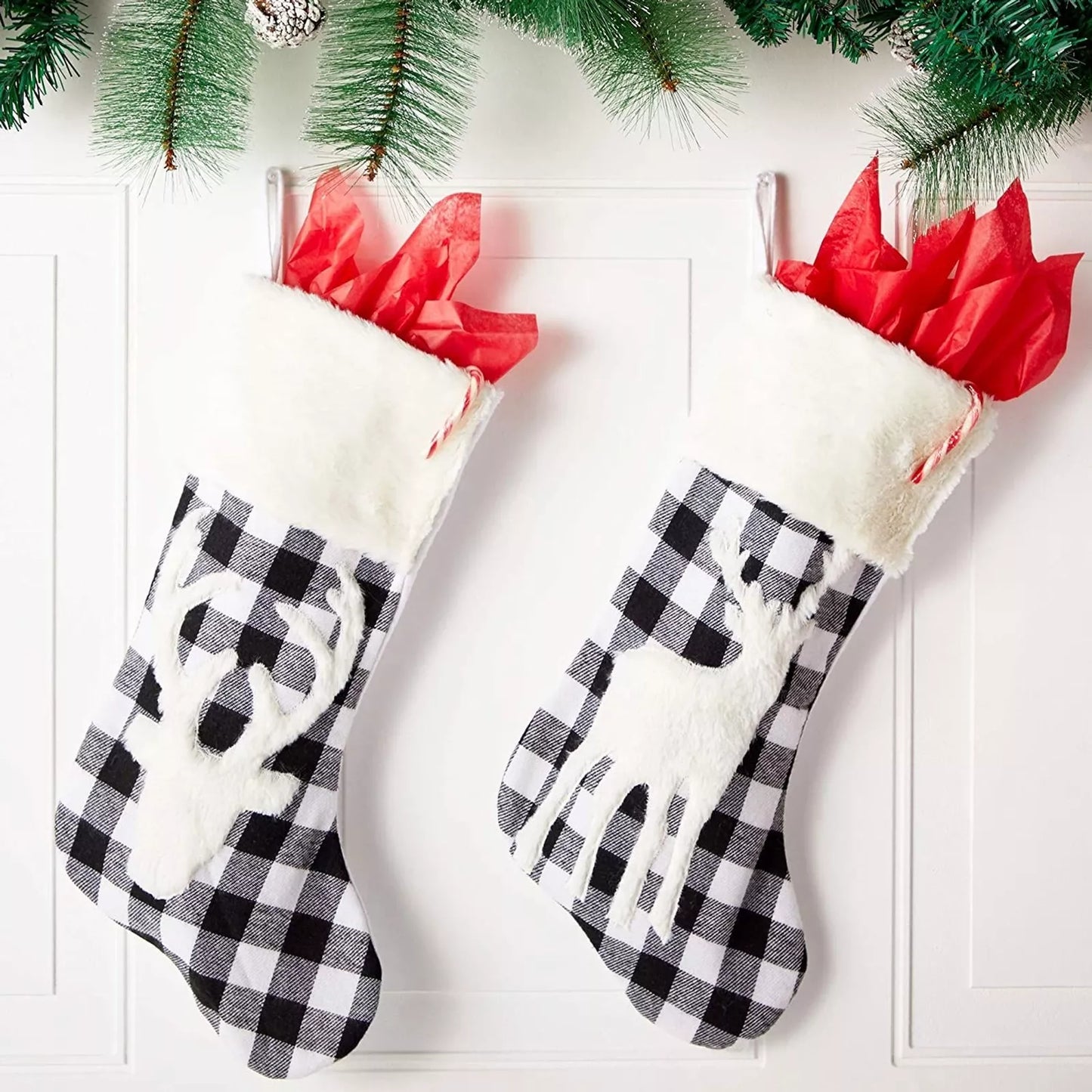 2-Pack Buffalo Plaid Christmas Stockings 18-Inch