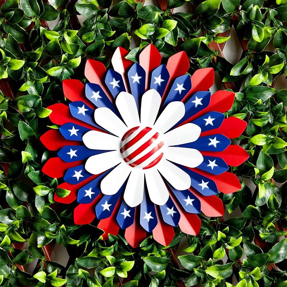 American Flag Wall Décor, Patriotic Metal Flowers