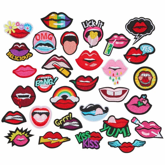 20-Piece Lip Iron-On Patches Sew-On Applique