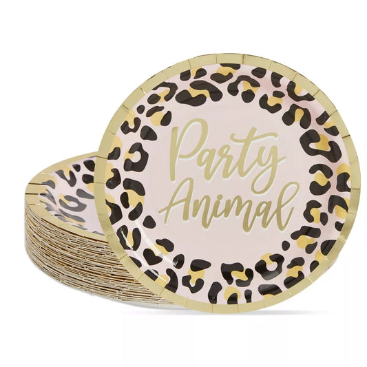 Cheetah Print Paper Plates for Party Animal Safari Birthday Supplies (9 In, 48x)