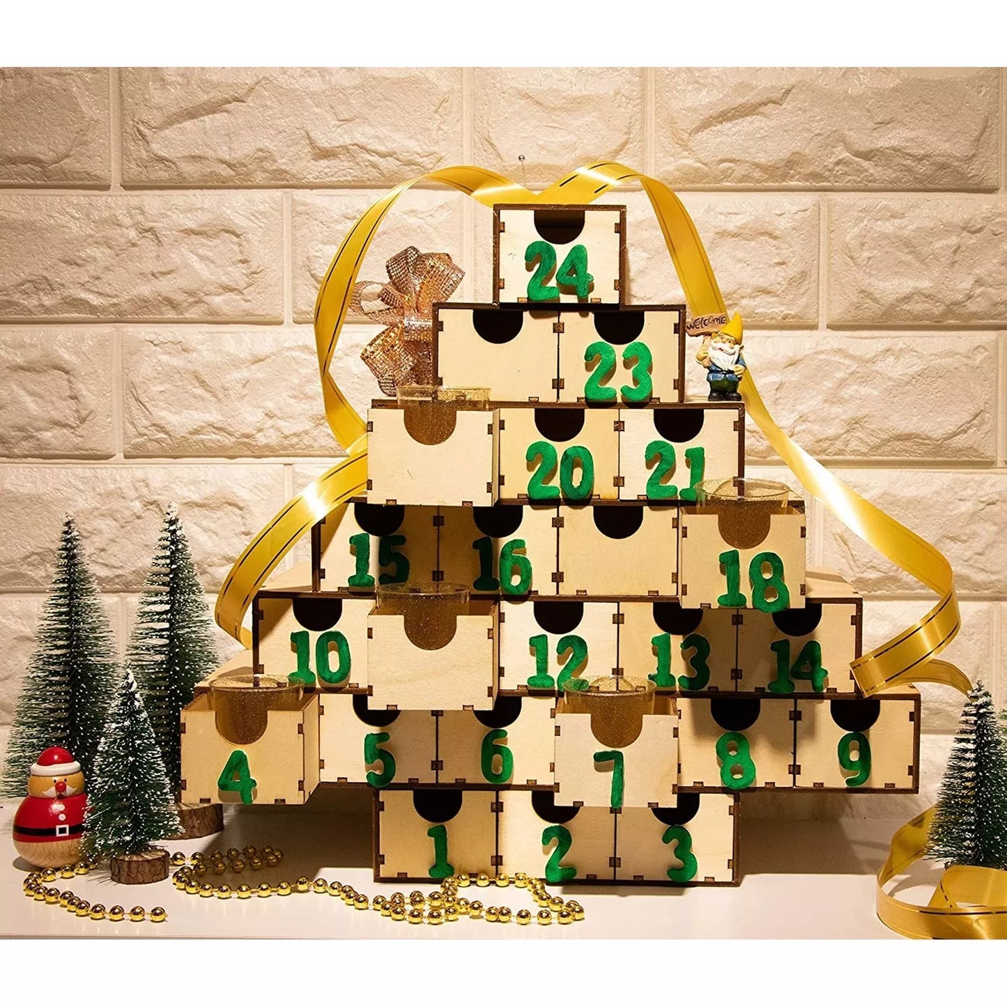 Unfinished Wooden Advent Calendar with 24 Drawers