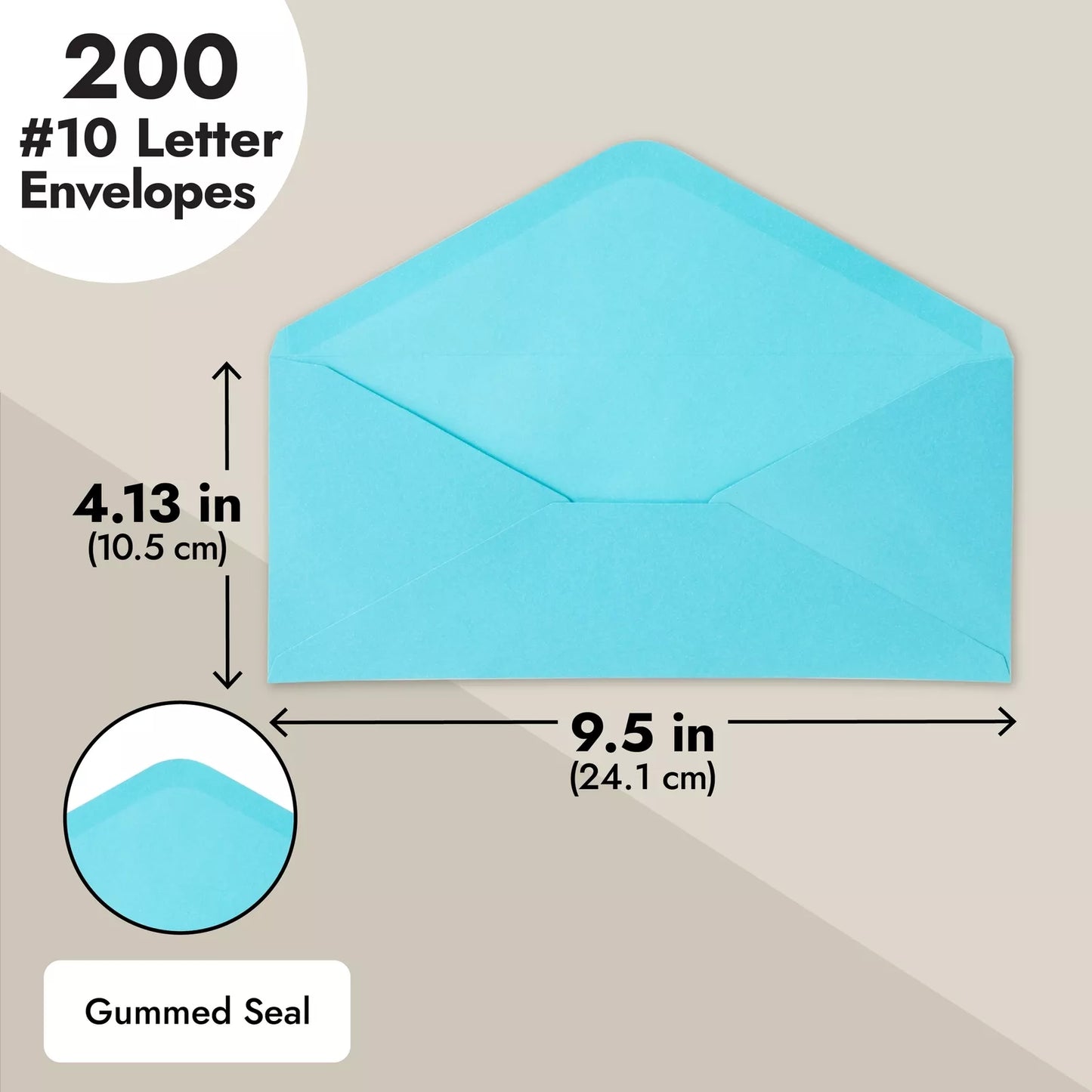 200-Pack #10 Blue Envelopes, Gummed Seal