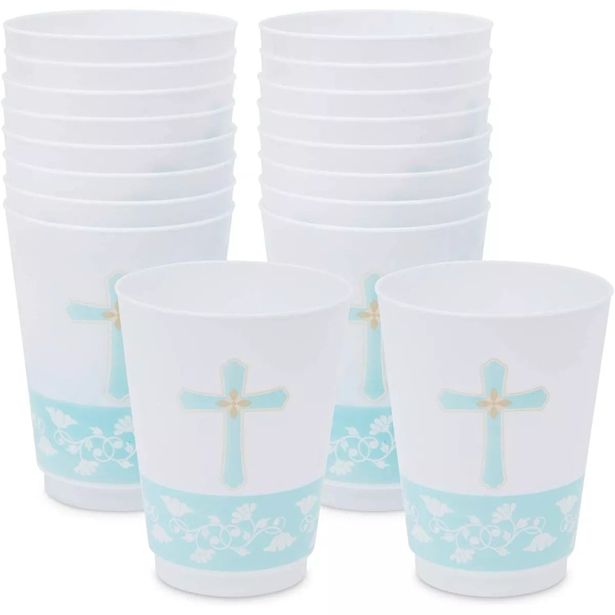 16 oz Baptism Tumbler Cups, First Communion Decorations, Party Supplies (16x)