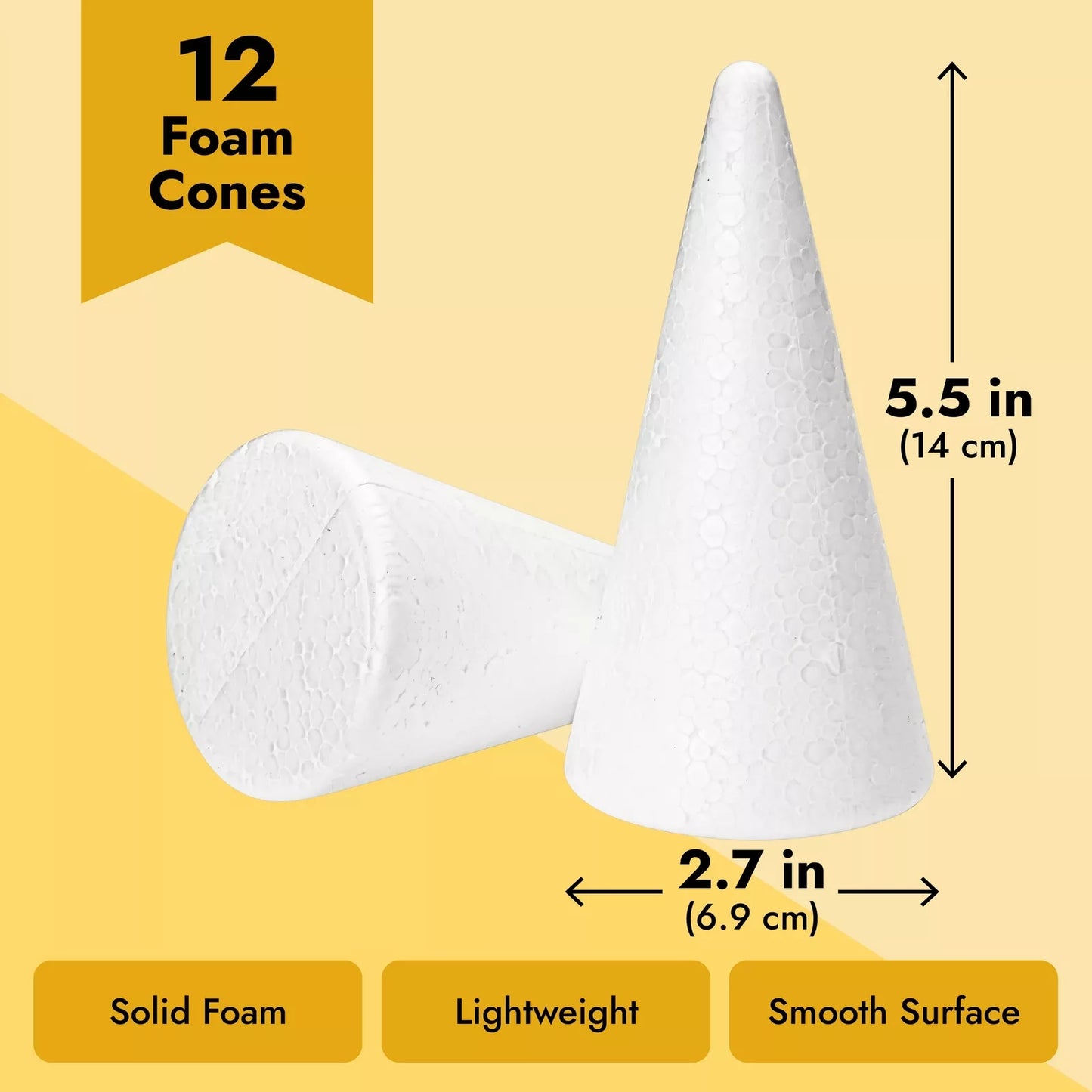 12-Pack Foam Cones White