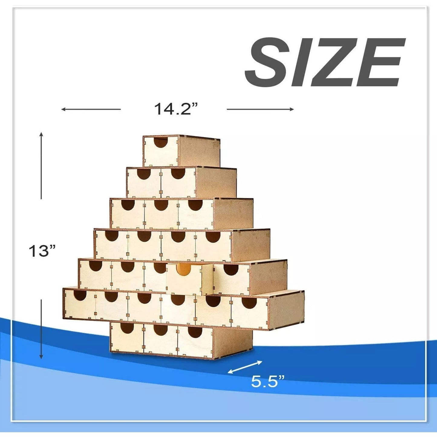 Unfinished Wooden Advent Calendar with 24 Drawers