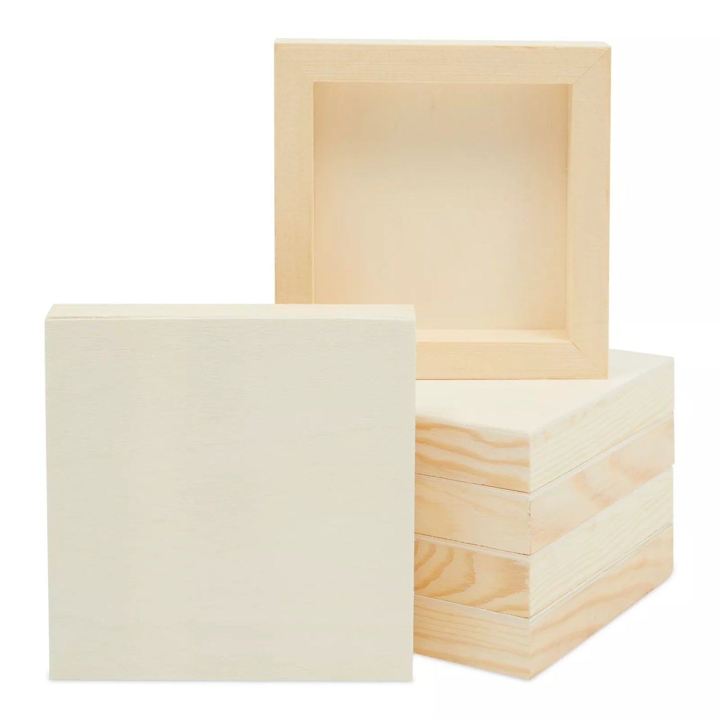 6-Pack Unfinished Wood Canvas Boards, 5x5 Inch Deep Cradle Panels