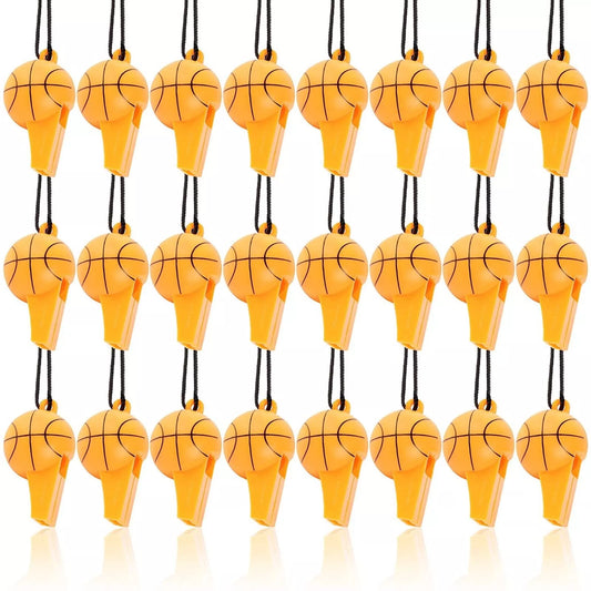 24 Pack Mini Basketball Whistles - Sports Theme Birthday Party Favors