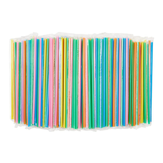 600 pcs Individually Wrapped Plastic Drinking Straws, Extra Long Bulk Set 10.25"