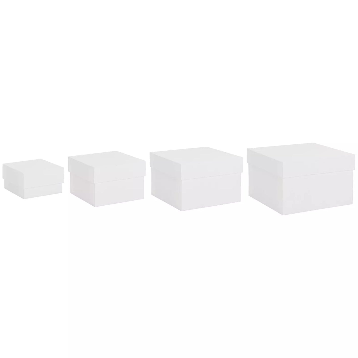 4-Pack Square Nesting Gift Boxes with Lids – White