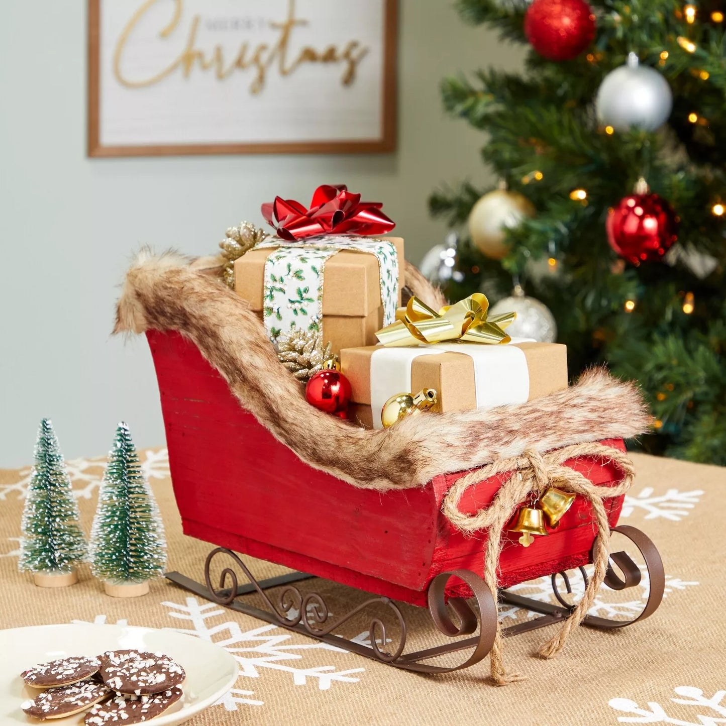 Christmas Sled for Decor and Greeting Card Basket