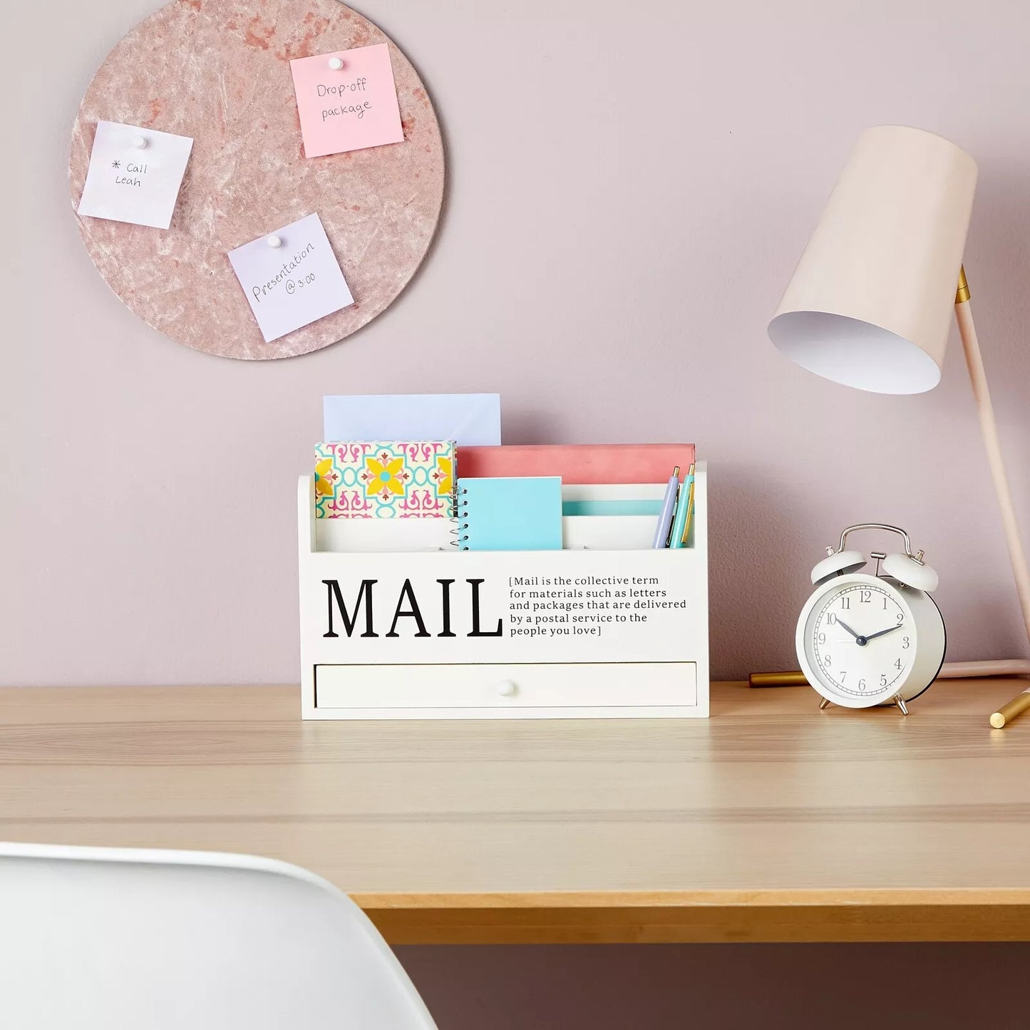 3-Tier Wooden Mail Desk Organizer Sorter